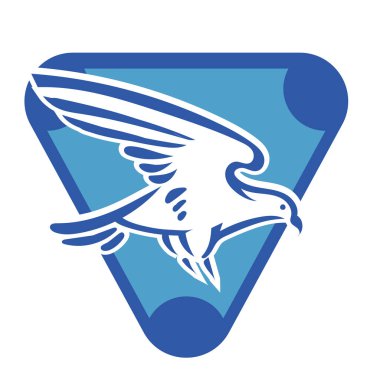 Rozet şeklinde çizen stilize edilmiş kartal çizgi çizimi. Logo için geometrik şekilli küçük bir kartal çizimi.