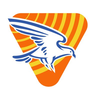Rozet şeklinde çizen stilize edilmiş kartal çizgi çizimi. Logo için geometrik şekilli küçük bir kartal çizimi.