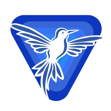 Rozet şeklindeki küçük kuşun çizgi çizimi. Logo için geometrik şekilli güvercin çizimi.