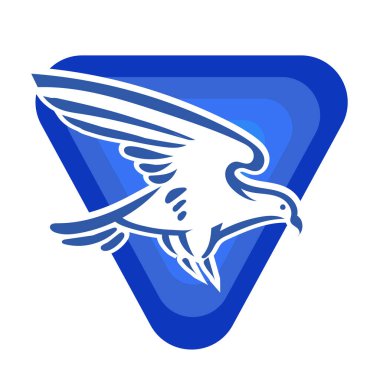 Rozet şeklinde çizen stilize edilmiş kartal çizgi çizimi. Logo için geometrik şekilli küçük bir kartal çizimi.