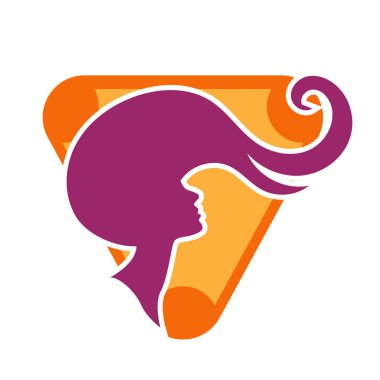 Uzun saçlı güzel kadın silueti saç güzelliği ve spa logo ikonu için kullanılır.