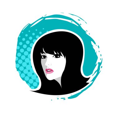 Yumuşak Dalgalı Soyut Kadın Yüzü Kuaför ve Güzellik İllüstrasyonu. Pürüzsüz Saç Spa ve Saç Tedavi Logosu Sembollü Serene Kadın Portresi. 