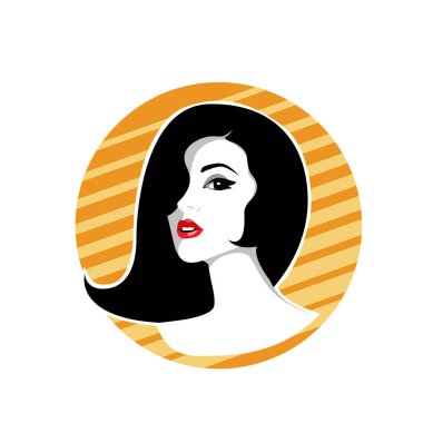 Yumuşak Dalgalı Soyut Kadın Yüzü Kuaför ve Güzellik İllüstrasyonu. Pürüzsüz Saç Spa ve Saç Tedavi Logosu Sembollü Serene Kadın Portresi. 