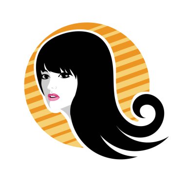 Yumuşak Dalgalı Soyut Kadın Yüzü Kuaför ve Güzellik İllüstrasyonu. Pürüzsüz Saç Spa ve Saç Tedavi Logosu Sembollü Serene Kadın Portresi. 