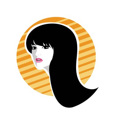 Yumuşak Dalgalı Soyut Kadın Yüzü Kuaför ve Güzellik İllüstrasyonu. Pürüzsüz Saç Spa ve Saç Tedavi Logosu Sembollü Serene Kadın Portresi. 