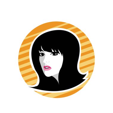 Yumuşak Dalgalı Soyut Kadın Yüzü Kuaför ve Güzellik İllüstrasyonu. Pürüzsüz Saç Spa ve Saç Tedavi Logosu Sembollü Serene Kadın Portresi. 