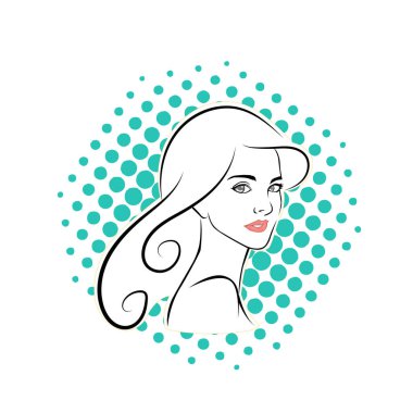 Kuaför Salonu ve Kozmetik Logosu Vektörü ile Şık Kadın Profili. Uzun Saçlı Zarif Kadın Başı Doğal Saç Bakımı ve Moda Logosu Simgesi