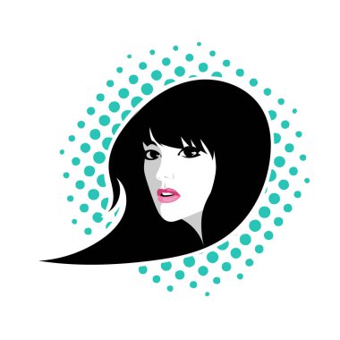 Yumuşak Dalgalı Soyut Kadın Yüzü Kuaför ve Güzellik İllüstrasyonu. Pürüzsüz Saç Spa ve Saç Tedavi Logosu Sembollü Serene Kadın Portresi. 