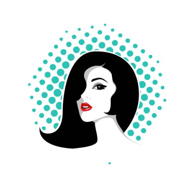 Yumuşak Dalgalı Soyut Kadın Yüzü Kuaför ve Güzellik İllüstrasyonu. Pürüzsüz Saç Spa ve Saç Tedavi Logosu Sembollü Serene Kadın Portresi. 