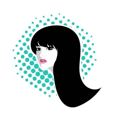 Yumuşak Dalgalı Soyut Kadın Yüzü Kuaför ve Güzellik İllüstrasyonu. Pürüzsüz Saç Spa ve Saç Tedavi Logosu Sembollü Serene Kadın Portresi. 