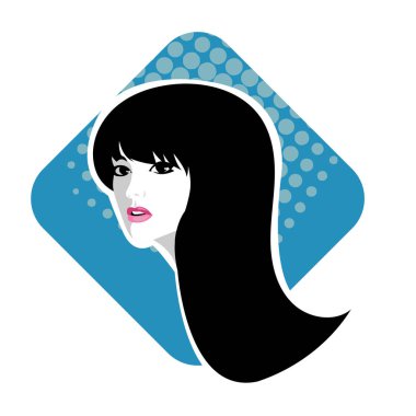 Yumuşak Dalgalı Soyut Kadın Yüzü Kuaför ve Güzellik İllüstrasyonu. Pürüzsüz Saç Spa ve Saç Tedavi Logosu Sembollü Serene Kadın Portresi. 