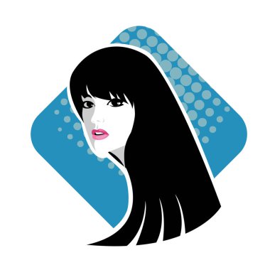 Yumuşak Dalgalı Soyut Kadın Yüzü Kuaför ve Güzellik İllüstrasyonu. Pürüzsüz Saç Spa ve Saç Tedavi Logosu Sembollü Serene Kadın Portresi. 