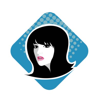 Yumuşak Dalgalı Soyut Kadın Yüzü Kuaför ve Güzellik İllüstrasyonu. Pürüzsüz Saç Spa ve Saç Tedavi Logosu Sembollü Serene Kadın Portresi. 