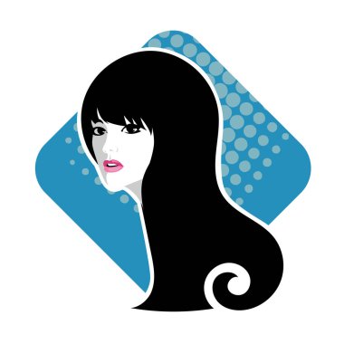 Yumuşak Dalgalı Soyut Kadın Yüzü Kuaför ve Güzellik İllüstrasyonu. Pürüzsüz Saç Spa ve Saç Tedavi Logosu Sembollü Serene Kadın Portresi. 