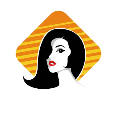 Yumuşak Dalgalı Soyut Kadın Yüzü Kuaför ve Güzellik İllüstrasyonu. Pürüzsüz Saç Spa ve Saç Tedavi Logosu Sembollü Serene Kadın Portresi. 