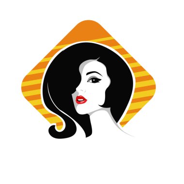 Yumuşak Dalgalı Soyut Kadın Yüzü Kuaför ve Güzellik İllüstrasyonu. Pürüzsüz Saç Spa ve Saç Tedavi Logosu Sembollü Serene Kadın Portresi. 