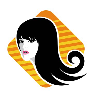 Yumuşak Dalgalı Soyut Kadın Yüzü Kuaför ve Güzellik İllüstrasyonu. Pürüzsüz Saç Spa ve Saç Tedavi Logosu Sembollü Serene Kadın Portresi. 