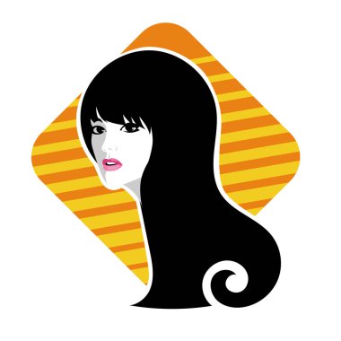 Yumuşak Dalgalı Soyut Kadın Yüzü Kuaför ve Güzellik İllüstrasyonu. Pürüzsüz Saç Spa ve Saç Tedavi Logosu Sembollü Serene Kadın Portresi. 