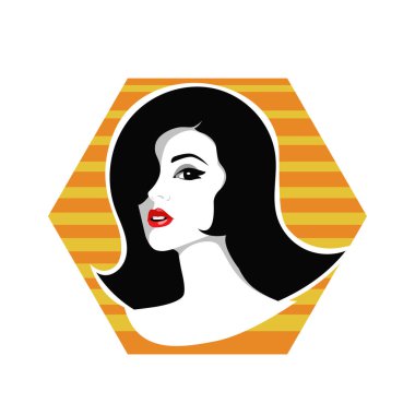 Yumuşak Dalgalı Soyut Kadın Yüzü Kuaför ve Güzellik İllüstrasyonu. Pürüzsüz Saç Spa ve Saç Tedavi Logosu Sembollü Serene Kadın Portresi. 