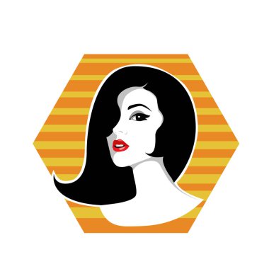 Yumuşak Dalgalı Soyut Kadın Yüzü Kuaför ve Güzellik İllüstrasyonu. Pürüzsüz Saç Spa ve Saç Tedavi Logosu Sembollü Serene Kadın Portresi. 