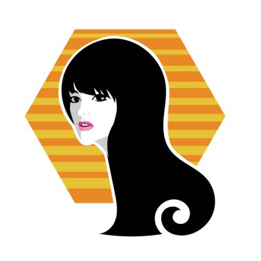 Yumuşak Dalgalı Soyut Kadın Yüzü Kuaför ve Güzellik İllüstrasyonu. Pürüzsüz Saç Spa ve Saç Tedavi Logosu Sembollü Serene Kadın Portresi. 