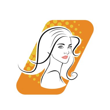 Kuaför Salonu ve Kozmetik Logosu Vektörü ile Şık Kadın Profili. Uzun Saçlı Zarif Kadın Başı Doğal Saç Bakımı ve Moda Logosu Simgesi