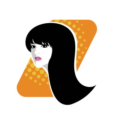 Yumuşak Dalgalı Soyut Kadın Yüzü Kuaför ve Güzellik İllüstrasyonu. Pürüzsüz Saç Spa ve Saç Tedavi Logosu Sembollü Serene Kadın Portresi. 