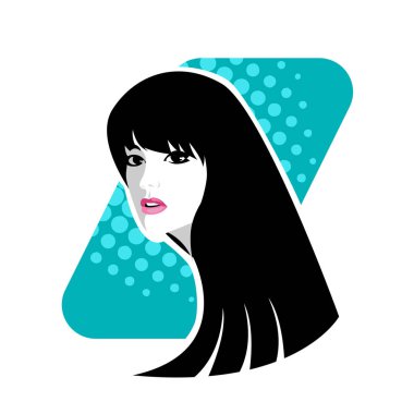 Yumuşak Dalgalı Soyut Kadın Yüzü Kuaför ve Güzellik İllüstrasyonu. Pürüzsüz Saç Spa ve Saç Tedavi Logosu Sembollü Serene Kadın Portresi. 