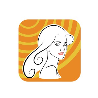 Kuaför Salonu ve Kozmetik Logosu Vektörü ile Şık Kadın Profili. Uzun Saçlı Zarif Kadın Başı Doğal Saç Bakımı ve Moda Logosu Simgesi