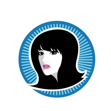 Pürüzsüz Saç Spa ve Saç Tedavi Logosu Sembollü Serene Womans Portresi. Yumuşak Dalgalı Soyut Kadın Yüzü Kuaför ve Güzellik Çizimi