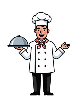 Şef Tutucu Tabağı ve Hoş Gelen Misafir - Vektör İllüstrasyonu