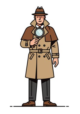 Dedektif Tutucu Büyüteç - Vektör İllüstrasyonu