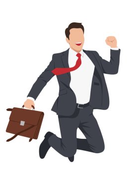  Başarılı İşadamı Evrak Çantasıyla Atlıyor - Vektör Resimleri