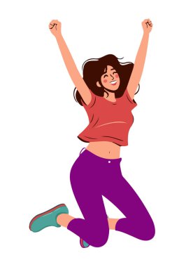  Neşeli Kadın Vektör İllüstrasyonu