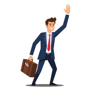 Hevesli İşadamı Bir Taksi Vektörü Resmini Yakalıyor