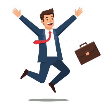 Coşkulu İşadamı Kutlama Vektörü İllüstrasyonuna Atlıyor