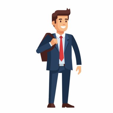 Omuz Çanta Vektörü İllüstrasyonlu Sıradan İşadamı