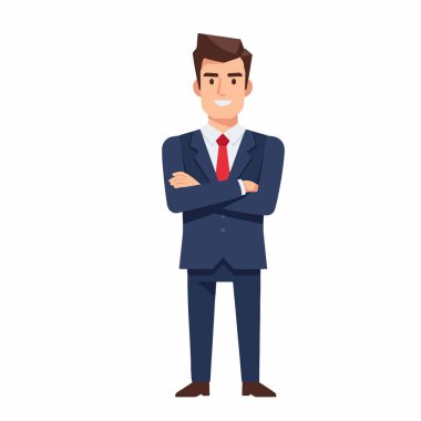 Katlanmış Silah Vektörü İllüstrasyonu 'ndan Kendinden emin İşadamı