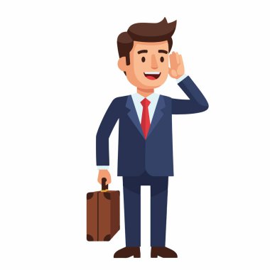 İş Adamı 'nın Kulaktan kulağa Centilmence Dinlenmesi Vektör ResmiName