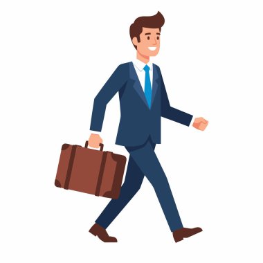 Güvenilir İşadamı Evrak Çantası Vektör Resimleriyle Yürüyor