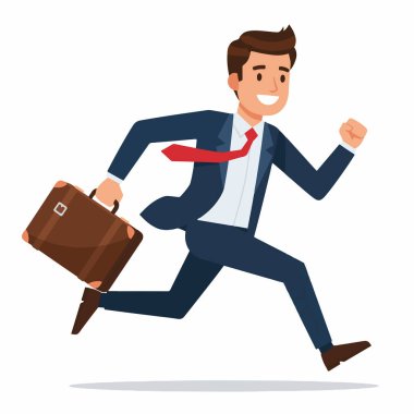 Evrak çantasıyla koşan İşadamının Vektör İllüstrasyonu
