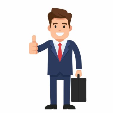 Başarılı İşadamı Vektör Resmini Başparmağıyla Veriyor