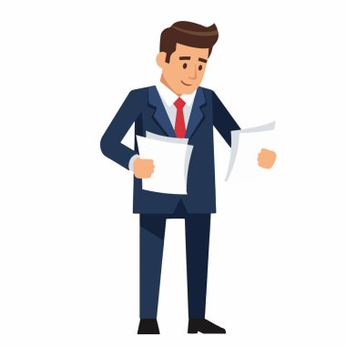 Kağıtları Tutan İşadamı 'nın Düz Çizimi