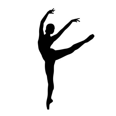 Vektör İllüstrasyonunda Siyah Balerin Silueti