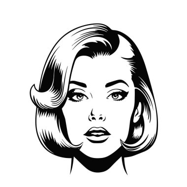 Klasik Pop Art Kadın Vektör İllüstrasyonu