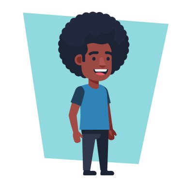 Sıradan Düz Vektör Giyen Mutlu Afro Gençler