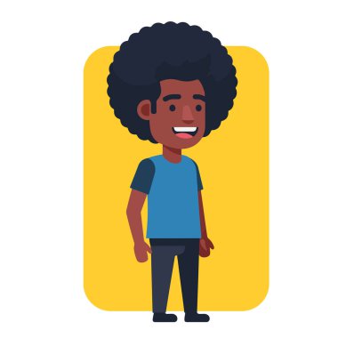 Sıradan Düz Vektör Giyen Mutlu Afro Gençler