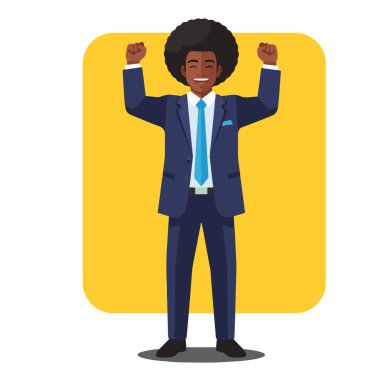 Muzaffer Afro Erkek İş Adamı Düz Vektör İllüstrasyonu