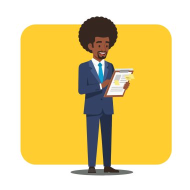 Listenin Kontrol Edilmesi: Pano ile Afro Erkek İş Adamı