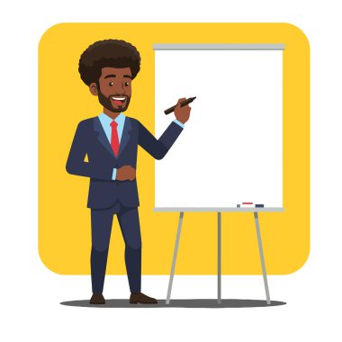 Sunan Fikirler: Beyaz Tahta 'da Afro Erkek İş Adamı